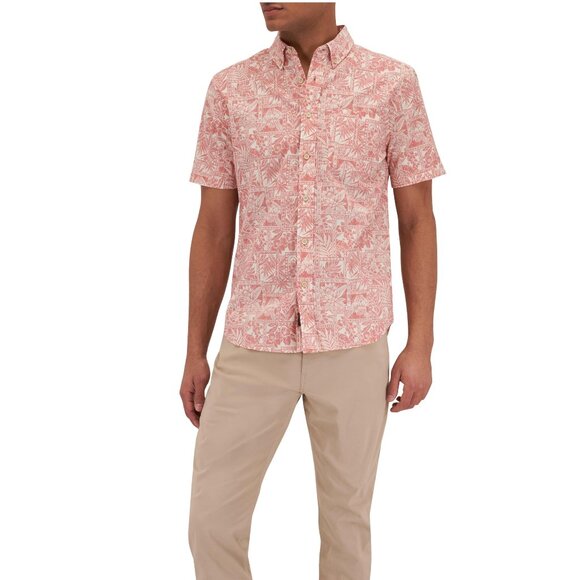 NWT Faherty Playa Coral Tile Print Short Sleeve Button Down Shirt S - Picture 1 of 16
